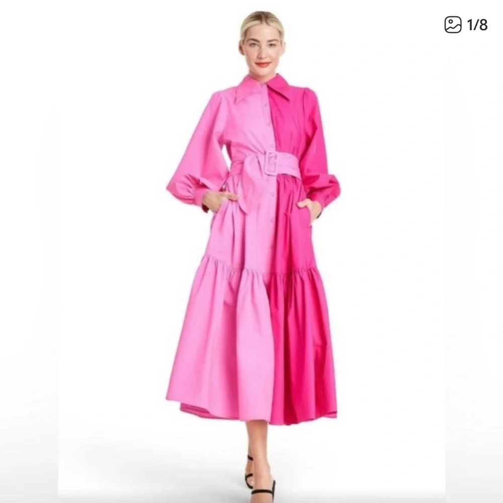 Christopher John Rogers Two-Tone Pink Long Sleeve Dress - Picture 1 of 2